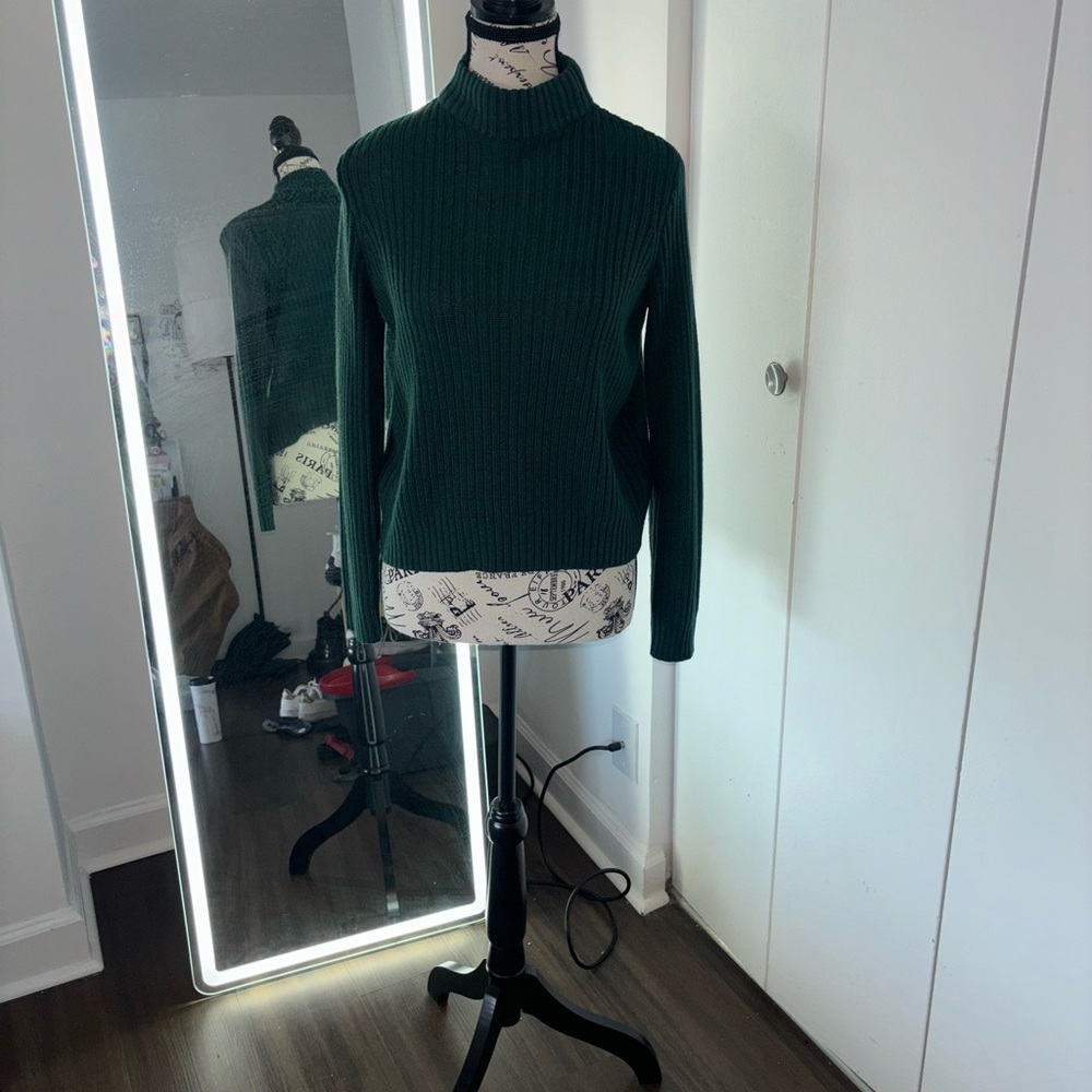 Dark Green Ribbed Sweater